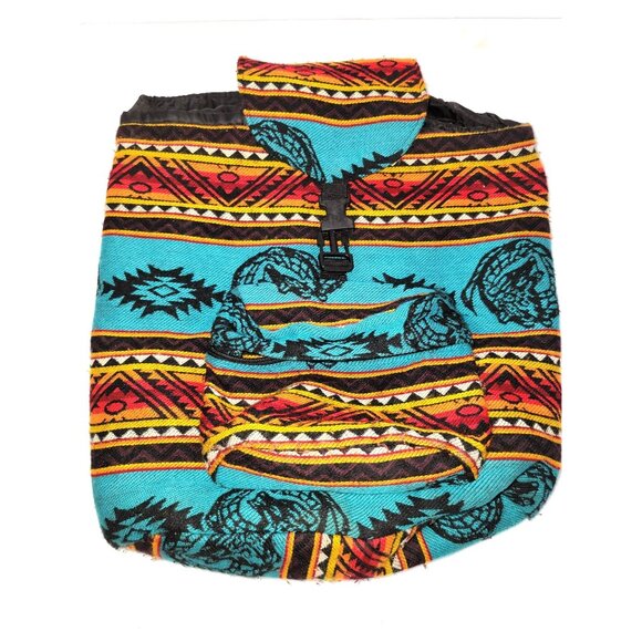 Unknown Bags Tribal Backpack In Vibrant Blue Orange Red Adjustable